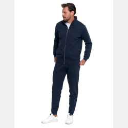 GRANATOWA męska bluza na zamek, ze stójką, kieszenie MORAJ